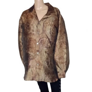 Vintage Chico's Semi-Sheer Brown Collared Button-Up Blouse